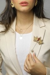 Kraliçe Taçlı Broş