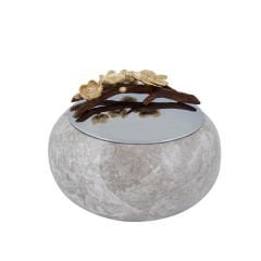 Marina Mermer ve Pirinç Gümüş Kapaklı Büyük Boy Dekoratif Kase