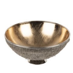 Nira Gümüş Ayaklı İçi Rose Gold Dekoratif Servis Kasesi