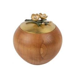 Marina Pirinç Kapaklı Ahşap Dekoratif Kase