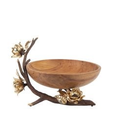 Anika Pirinç Detaylı Ahşap Dekoratif Servis Kase