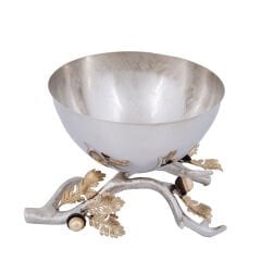 Meşe Dalı Üzerinde Pirinç Dekoratif Kase