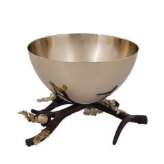 Meşe Formda Gold Kaplama Pirinç Dekoratif Kase