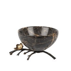 Anika Pirinç Detaylı Mermer Dekoratif Kase