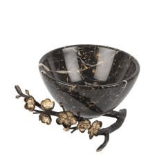 Anika Pirinç Detaylı Mermer Dekoratif Kase