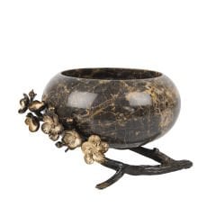 Anika Pirinç Detaylı Mermer Dekoratif Kase